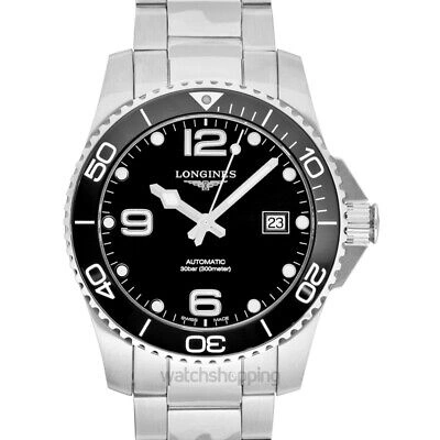 Pre-owned Longines Hydroconquest L37814566 Black Dial Men's Watch Genuine Frees&h