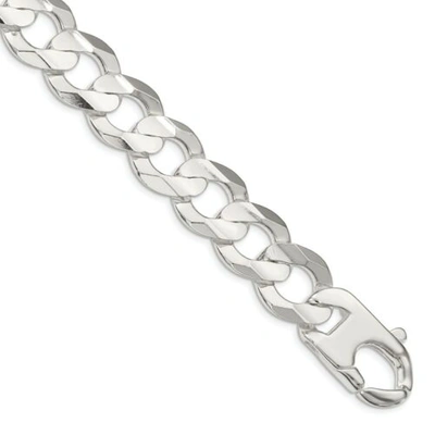 Pre-owned Accessories & Jewelry Sterling Silver 15.75mm Concave Beveled Curb Bracelet W/ Lobster Clasp 7" - 9"