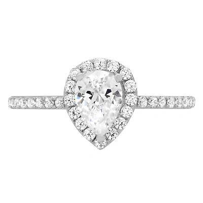 Pre-owned Pucci 1.22ct Pear Synthetic Moissanite Classic Bridal Statement Ring 14k White Gold In White/colorless