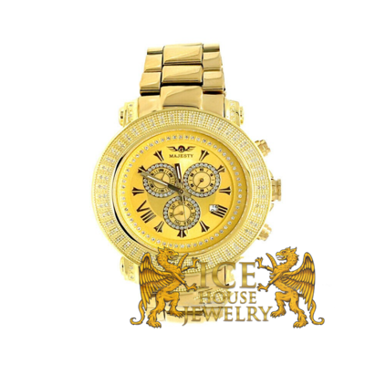 Pre-owned Techno Grill Icy Joe Rodeo  48 Mm Roman Illusion Dial 2.48 Ctw Real Diamond Watch