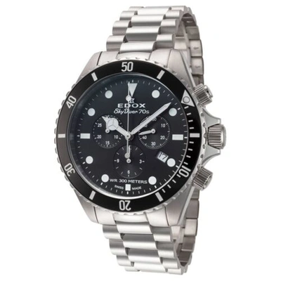 Pre-owned Edox 10238 3nm Ni Men's Skydiver Black Quartz Watch