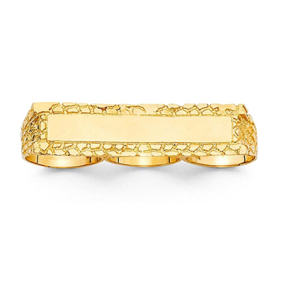 Pre-owned Tgdj 14k Yellow Gold 3 Finger Men's Ring
