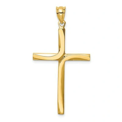 Pre-owned Goldia 14k Yellow Gold Polished Solid Latin Cross Christianity Religious Pendant