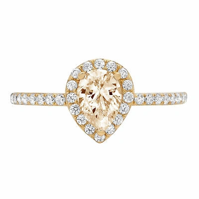 Pre-owned Pucci 1.22ct Pear Yellow Synthetic Moissanite Bridal Statement Ring 14k Yellow Gold