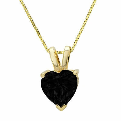 Pre-owned Pucci 2ct Heart Cut Vvs1 Natural Onyx Pendant Necklace 18" Chain Solid 14k Yellow Gold In D