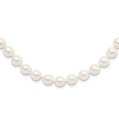 Pre-owned Superdealsforeverything Real 14k Yellow Gold 8-9mm Round White Saltwater Akoya Cultured Pearl Necklace