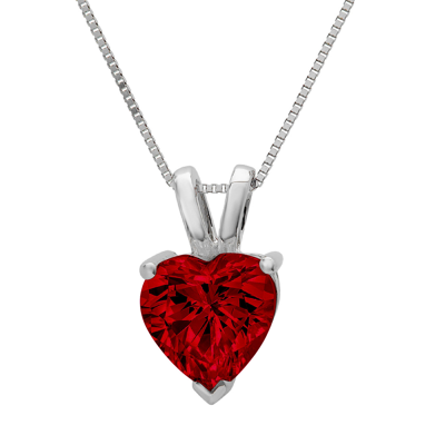 Pre-owned Pucci 2.0ct Heart Cut Natural Red Garnet Pendant Necklace 18" Chain Box 14k White Gold