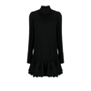 Rabanne Gathered High Neck Mini Ruffled Dress In Black