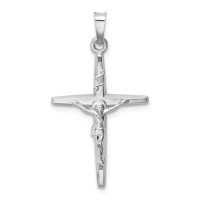 Pre-owned Goldia 14k White Gold Solid Polished Hollow Inri Crucifix Pendant
