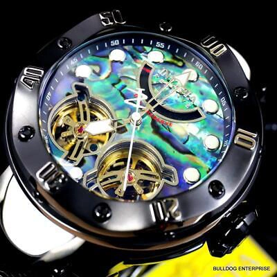 Pre-owned Invicta Reserve Kraken Abalone Double Open Heart Automatic Black Steel Watch