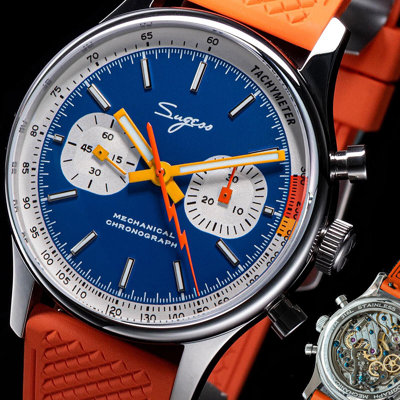 Pre-owned Sugess Swan Neck X Exhibition Caseback Chrono Mens Watch Seagull 1963 Suchp007fo