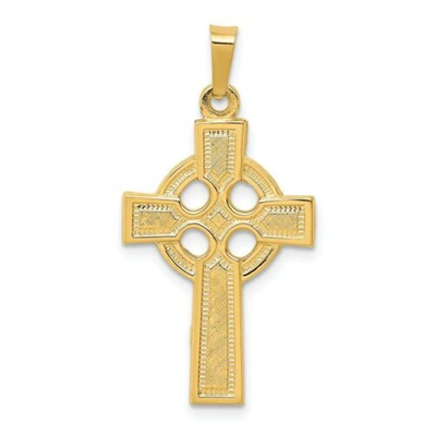 Pre-owned Goldia 14k Yellow Gold Polished Casted Celtic Cross Christianity Religious Charm
