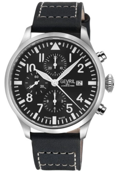 Pre-owned Gevril Men's 47100-1 Vaughn Chrono Pilot Swiss Automatic Eta 7750 Movement Watch