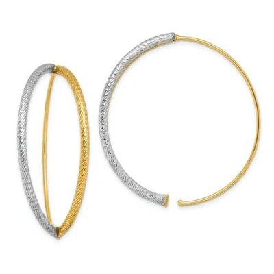 Pre-owned Accessories & Jewelry Italian 14k Two Tone Gold D/c 41mm Large Split Tube Threader Dangler Earrings