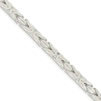 Pre-owned Accessories & Jewelry Sterling Silver Solid 7.5mm Polished Byzantine Bracelet W/ Lobster Clasp 9" In White