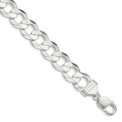 Pre-owned Accessories & Jewelry Sterling Silver 13.8mm Concave Beveled Curb Bracelet W/ Lobster Clasp 8" - 9"