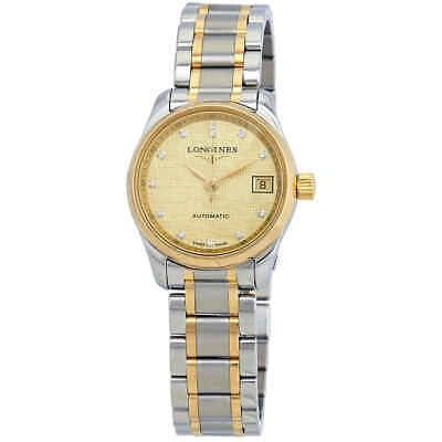 Pre-owned Longines Master Champagne Dial Automatic Ladies Two Tone Watch L2.128.5.38.7