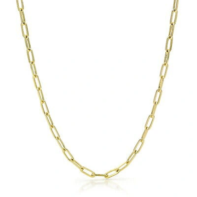 Pre-owned Nuragold 10k Yellow Gold 3mm Paperclip Chain Rolo Elongated Link Cable Necklace Women 24"