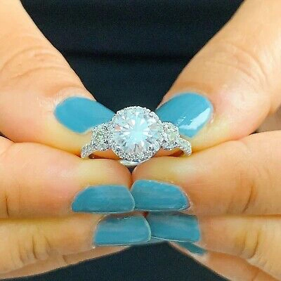 Pre-owned Knr Gia Certified 14k Solid White Gold Round Cut Diamond Engagement Ring 2.00ctw