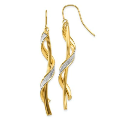 Pre-owned Versil 14k Yellow Gold 4mm Glitter Infused Spiral Braid Dangler Earrings Italian Gold