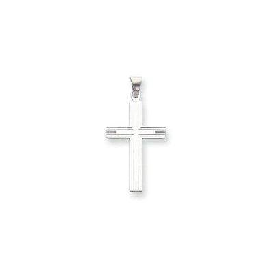 Pre-owned Goldia Unisex 14k White Gold Polish Engraveable Crucifix Cross Religious Charm Pendant