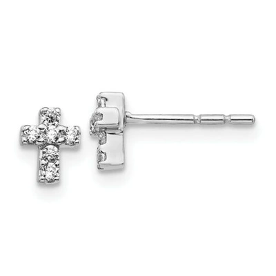 Pre-owned Jewelry 14k White Gold Diamond Cross Earrings