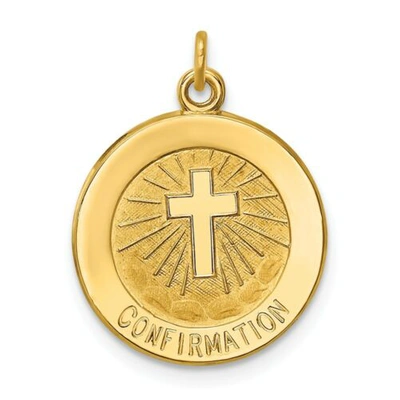 Pre-owned Goldia 14k Yellow Gold Beautiful Polished Communion Confirmation Cross Medal Charm