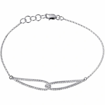 Pre-owned Jfl Diamonds & Timepieces Diamond Fashion Designer Bracelet 10k White Gold Single Strand Rolo Link 1/3 Ct.