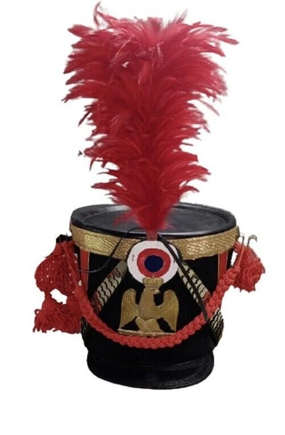 Pre-owned Handmade Men's Black And Red Shako Helmet