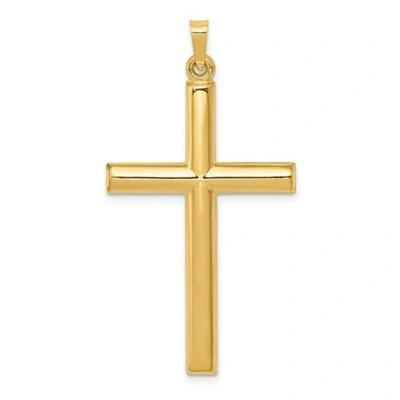 Pre-owned Goldia 14k Yellow Gold Polished Hollow Flat Latin Cross Christianity Religious Pendant