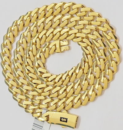 Pre-owned My Elite Jeweler 10k Yellow Gold Miami Cuban Royal Monaco Curb Link Chain 7.5mm Necklace 24" Real In No Stone