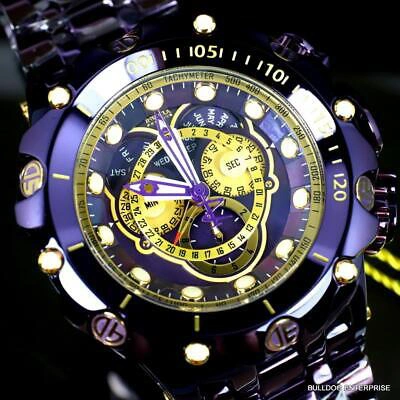 Pre-owned Invicta Reserve Venom Fusion Master Calendar 52mm Swiss Purple Steel Watch
