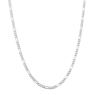 Pre-owned Nuragold 14k White Gold Solid 2.25mm Italy Figaro Link Chain Womens Pendant Necklace 18"