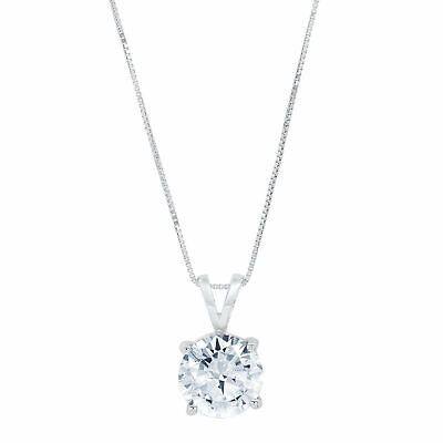 Pre-owned Pucci 2.5 Round Classic Natural Aquamarine Pendant Necklace 18" Chain 14k White Gold In D