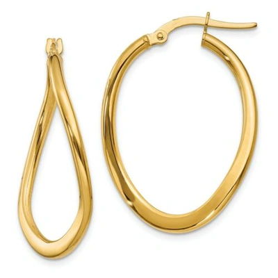 Pre-owned Goldia 14k Yellow Gold 2mm Tapered Hollow Twisted Hoop Earrings 19mm Long Italian Gold