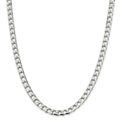 Pre-owned Accessories & Jewelry Sterling Silver Solid 6.75mm Plain Open Curb Chain W/ Lobster Clasp 20" - 26"
