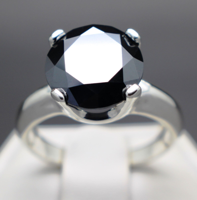 Pre-owned Black Diamond 2.65cts 9.06mm Real  Treated Ring Aaa Grade & $1525 Value . In Fancy Black