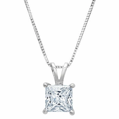 Pre-owned Pucci 3.0 Princess Cut Natural Aquamarine Pendant Necklace 18" Chain 14k White Gold In D