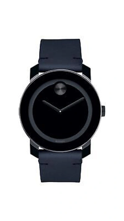 Pre-owned Movado Bold Evolution Men's Swiss Qtz Stainless Steel And Leather Strap Casua...