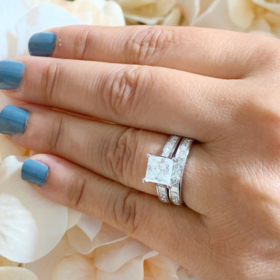 Pre-owned Knr Gia Certified 14k Solid White Gold Princess Cut Diamond Engagement Ring 2.50ctw