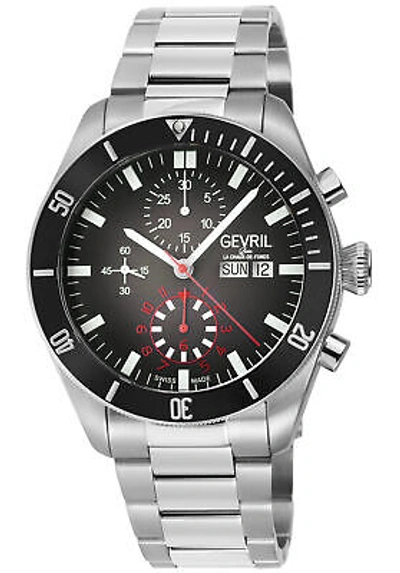 Pre-owned Gevril Men's 48620b Yorkville Chrono Swiss Automatic Eta 7750 Divers Steel Watch