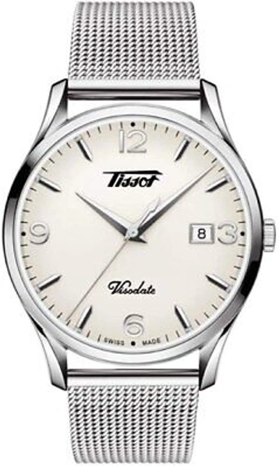 Pre-owned Tissot Unisex-adult Viso Date Stainless Steel Dress Watch Grey T1184101127700