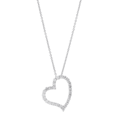 Pre-owned Welry 1/2 Cttw Diamond Heart Pendant Necklace In 10k White Gold, 17" + 1"