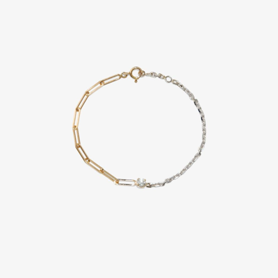 Yvonne Léon 18k Yellow And White Gold Mixed Chain Diamond Bracelet