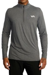 Rvca Recycled Polyester Blend Quarter Zip Pullover In Charcoal Heather
