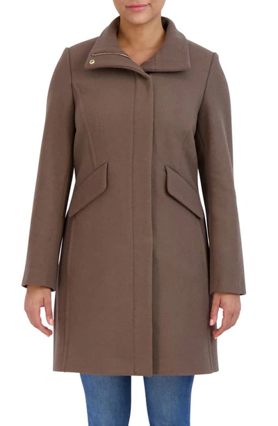 Cole Haan Signature Wool Blend Melton Coat In Taupe