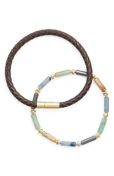 Nordstrom Set Of 2 Bracelets In Blue- Green- Brown