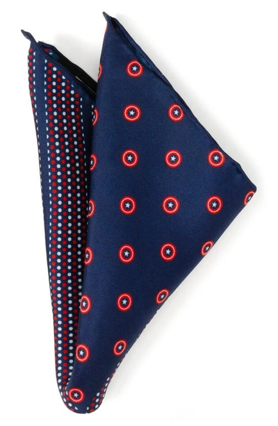 Cufflinks, Inc . Marvel™ Captain America Silk Pocket Square In Navy