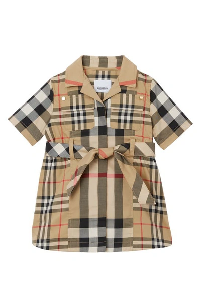 Burberry Kids' Vintage Check Shirt Dress In Archive Beige Ip