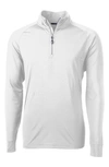 Cutter & Buck Adapt Eco Knit Stretch Recycled Mens Quarter Zip Pullover In White